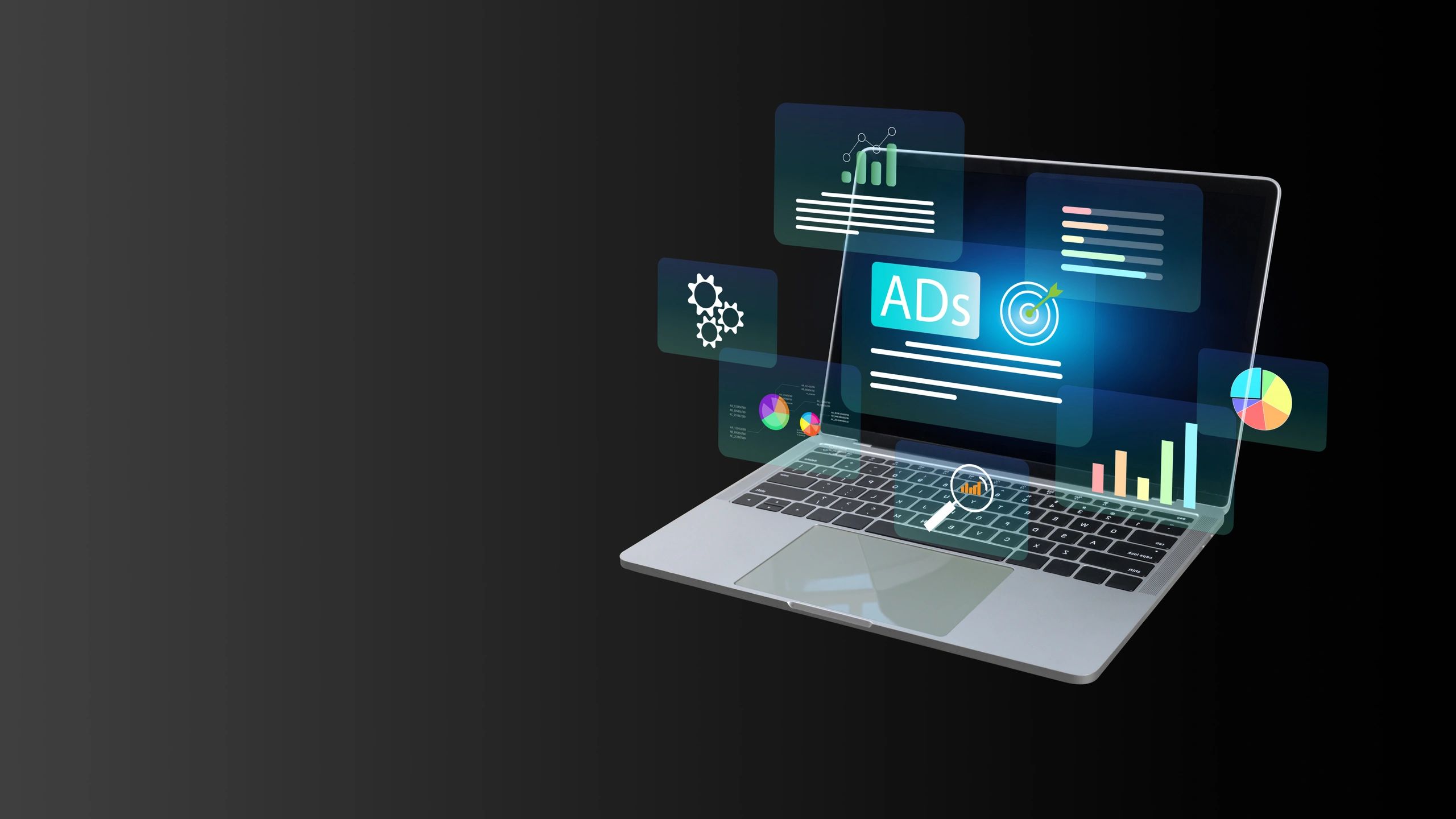 Laptop showing digital advertising analytics dashboard