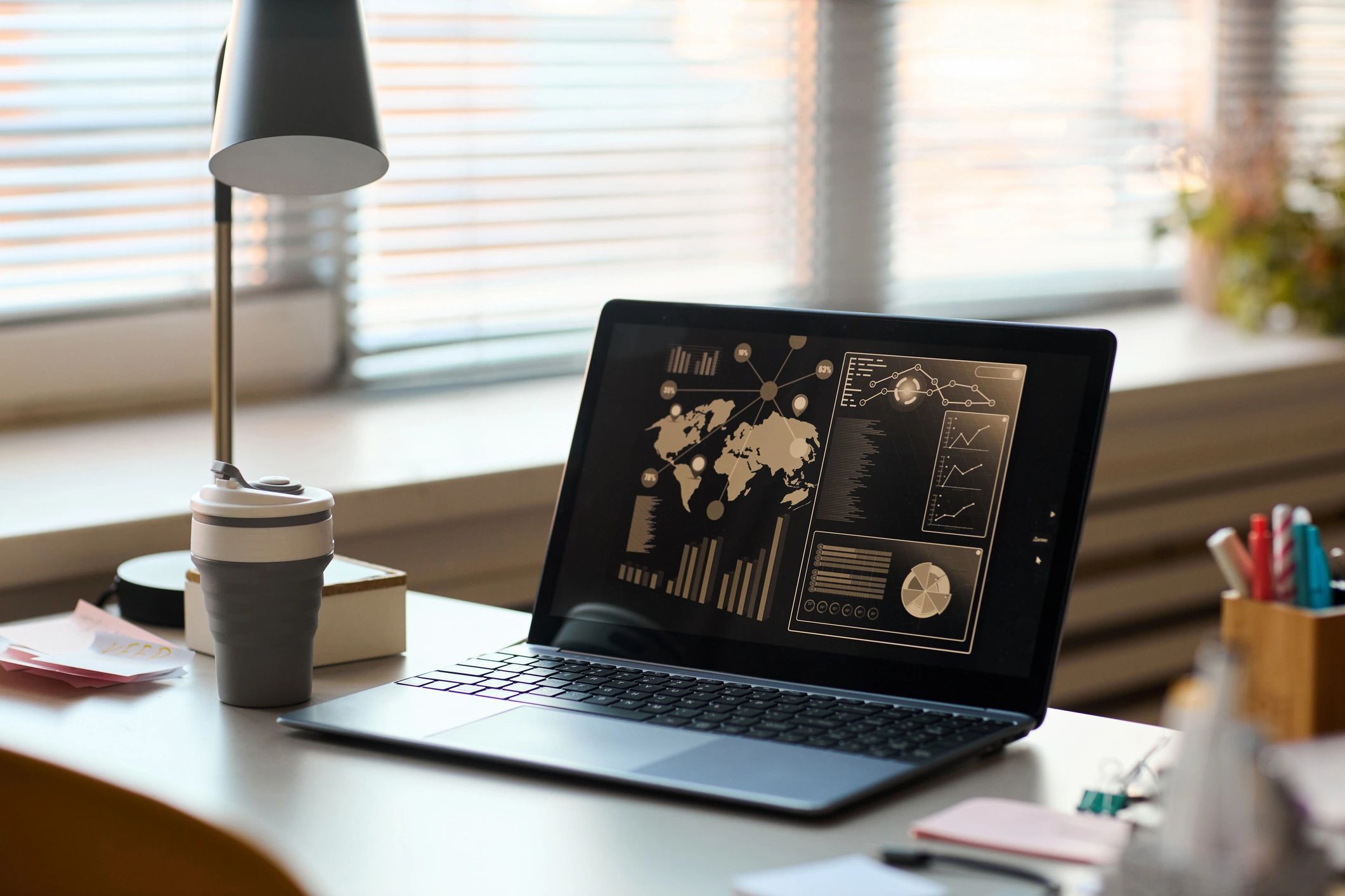 Laptop with analytics dashboard representing performance marketing